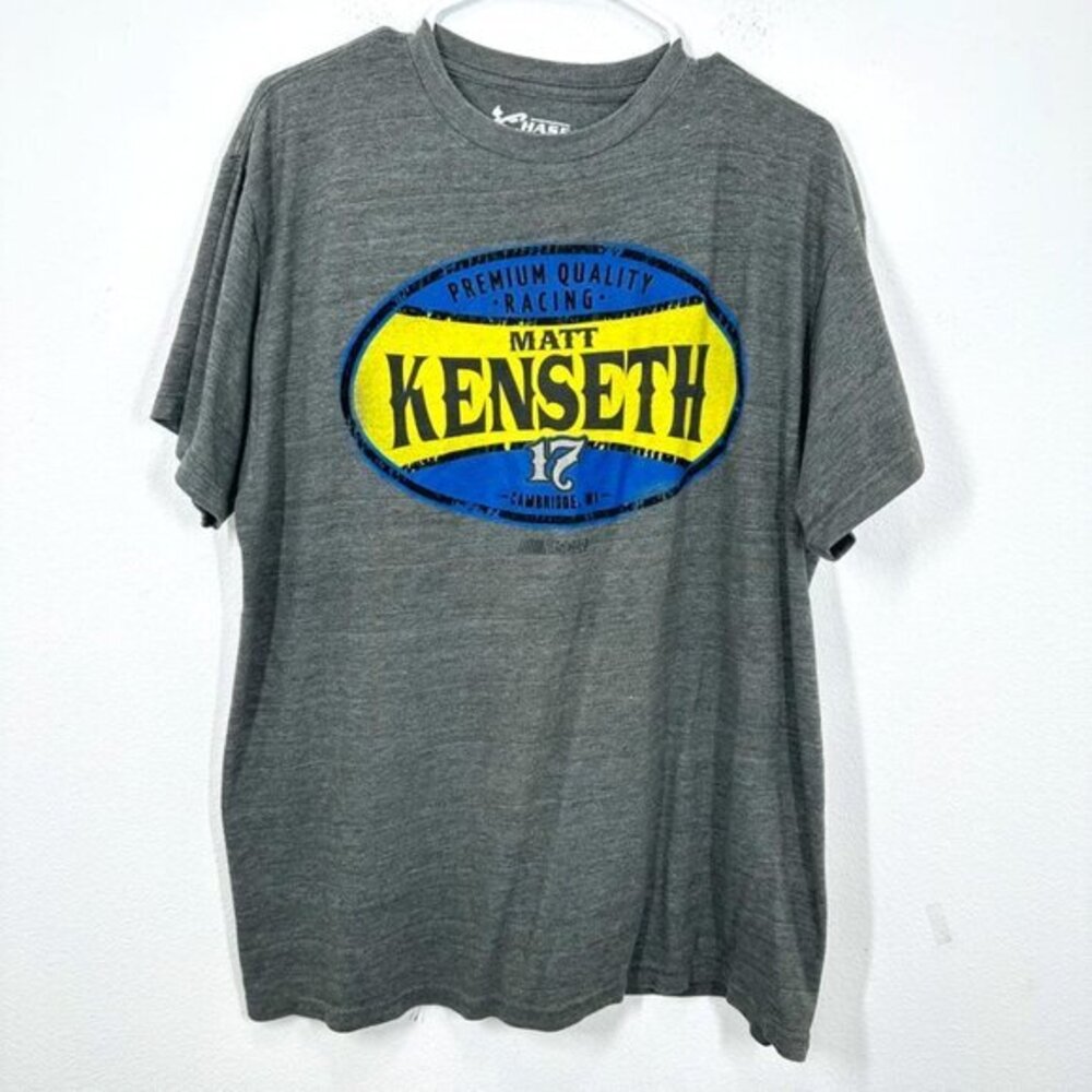 Chase Authentics Men's Size Large Matt‎ Kenseth Grey Graphic Tee Shirt Nascar